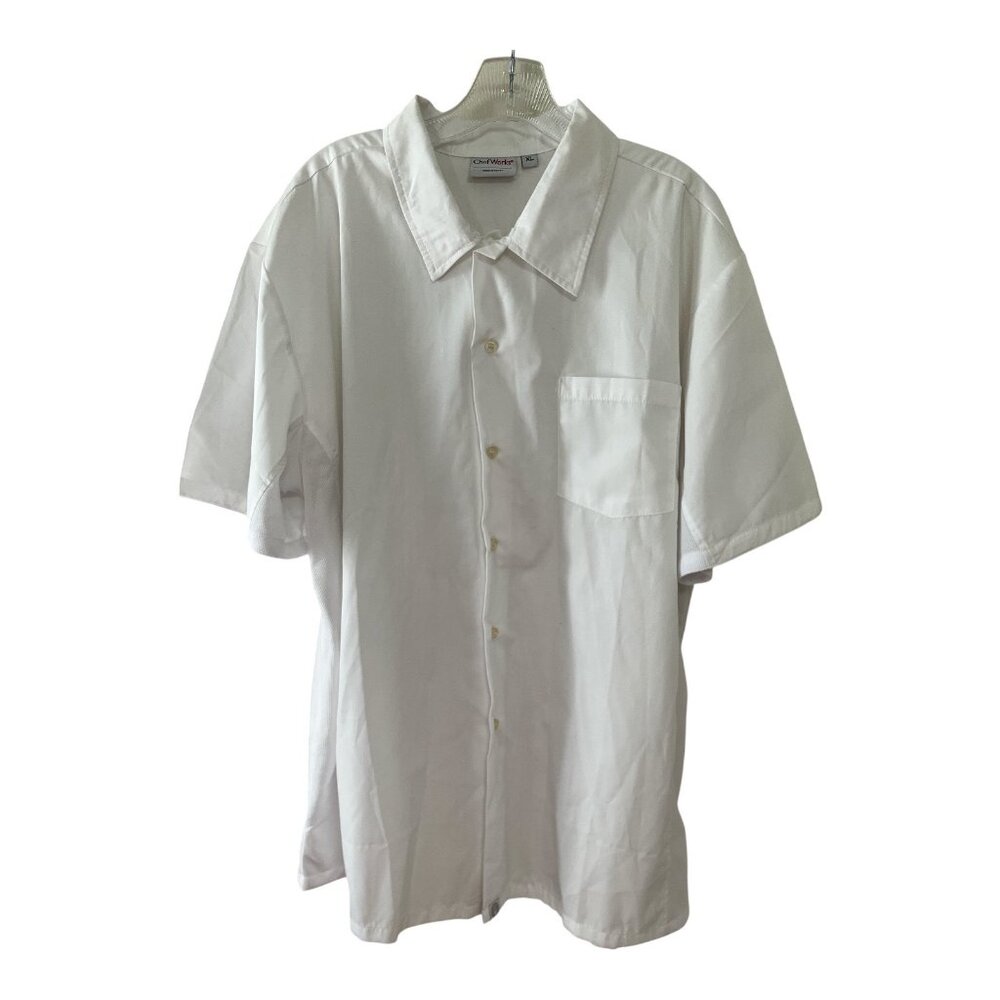 Chef Works White Short Sleeve Button-Down Shirt – Size XL – 65/35 Poly Cotton
